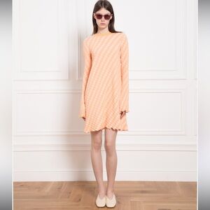MAX MARA SPORTMAX DRESS IN‎ A GEOMETRIC PATTERN Valette Cotton Large Peach